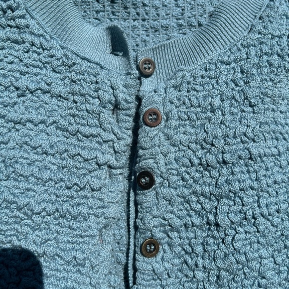 Free People Sky Blue Textured Button Front Cropped Cardigan Sweater XS - Picture 5 of 5